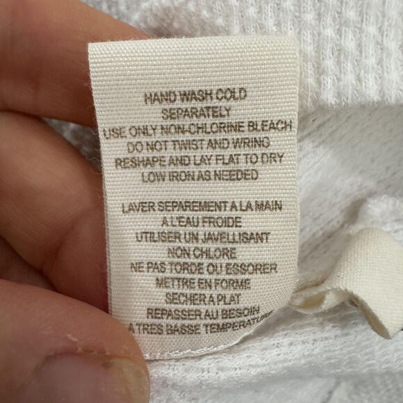 Free People Shirt Women's XS White Waffle Knit Thermal Long Sleeve Top - Picture 9 of 9